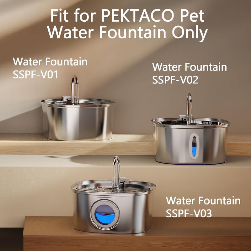 PEKTACO Cat Water Fountain Filters Replacement & Pre-Filter Sponges for 3.2L/108oz Automatic Pet Fountain, Dog Water Dispenser 9 Pack Filters & 9 Pre-Filter Sponges Foam Filters - Image 5